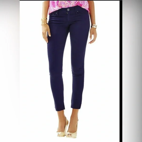 Lilly Pulitzer Navy Skinny Pants - Picture 1 of 10